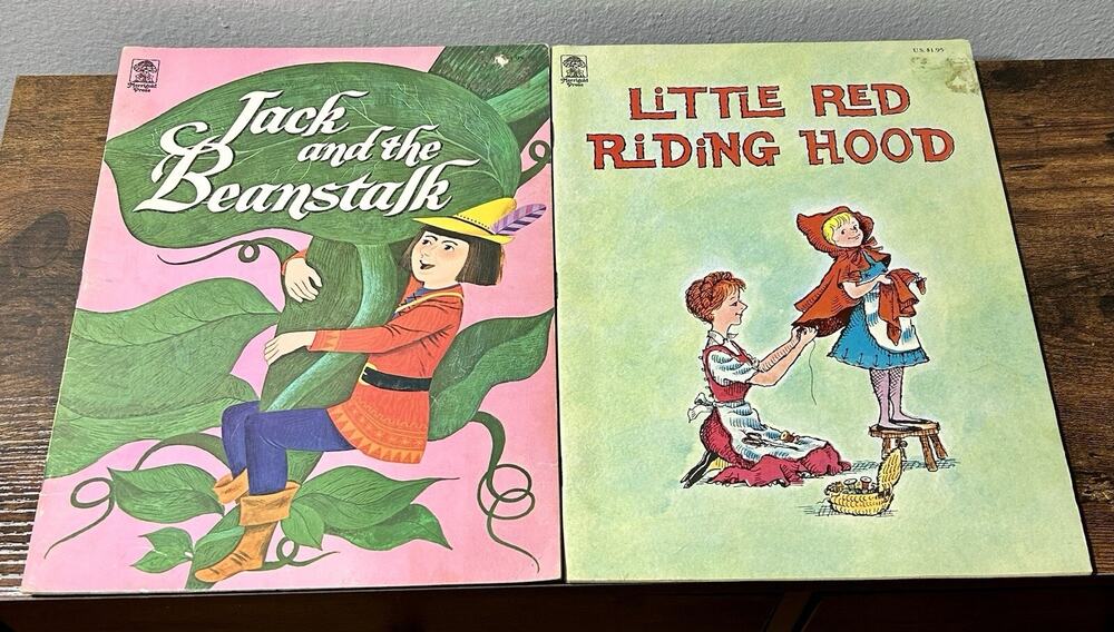Vintage 1964 Big Illustrated Kids Books- Little Red Riding Hood & Jack Beanstalk